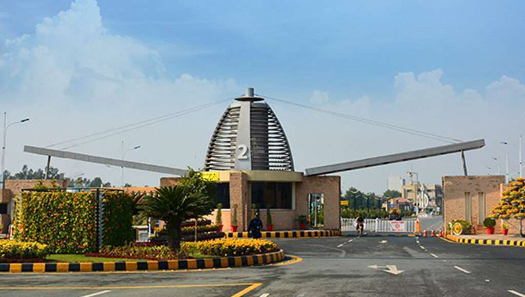 This picture is showing the main entrance of Bahria Orchard Lahore.